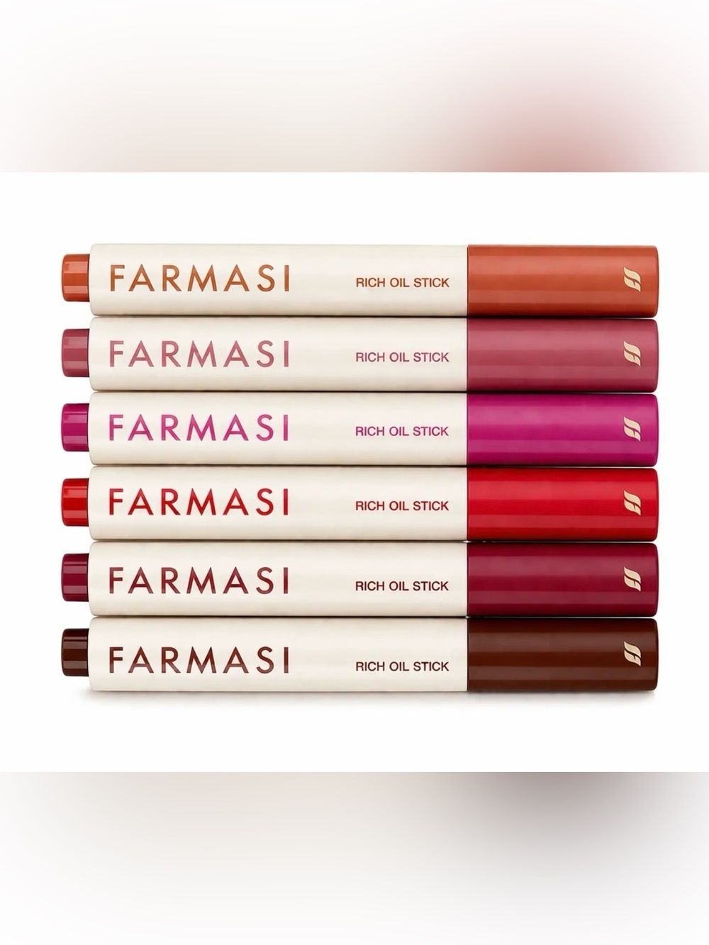 Farmasi Rich Oil Stick Lip Crayon Set — Pink, Red, Coral, Rose, Berry